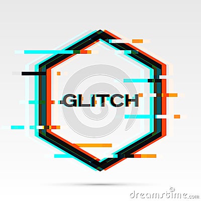 Rhombus frame in glitch style. Interference graphic image. Vector design Vector Illustration